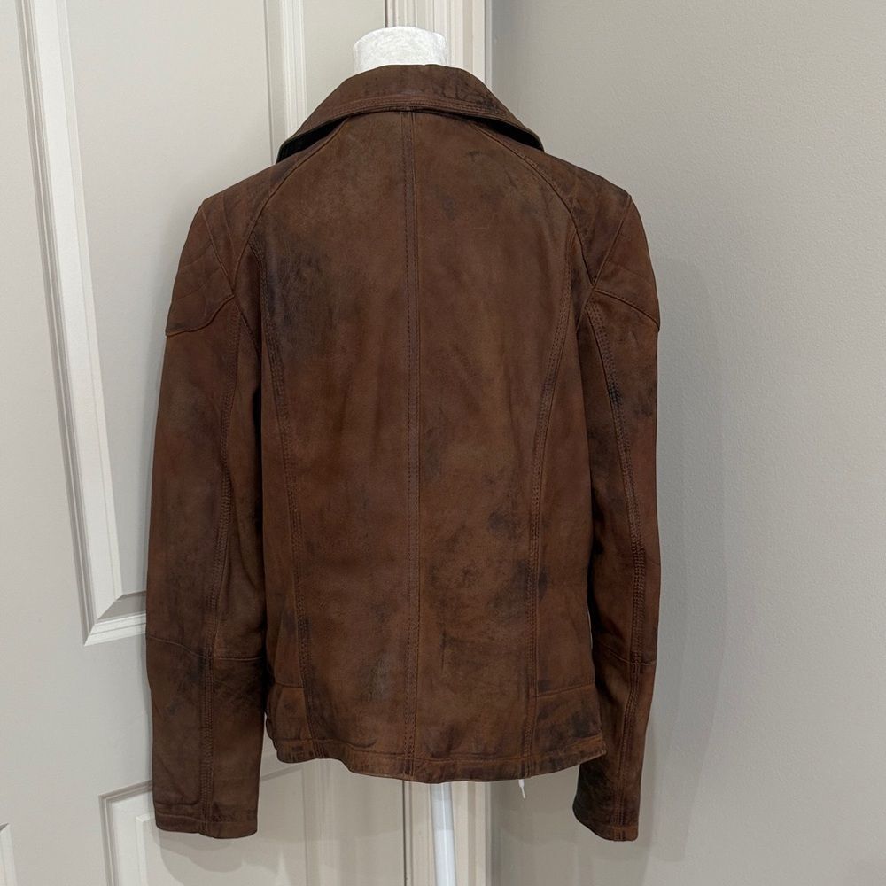 Black Rivet Brown Leather Jacket Size Large - Picture 2 of 4